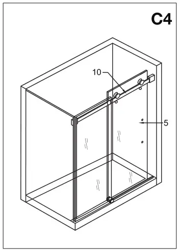 VIGO VG6043 Luca Adjustable Frameless Sliding Shower Door - Installing the door - C4