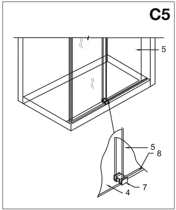 VIGO VG6043 Luca Adjustable Frameless Sliding Shower Door - Installing the door - C5