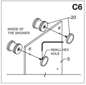 VIGO VG6043 Luca Adjustable Frameless Sliding Shower Door - Installing the door - C6