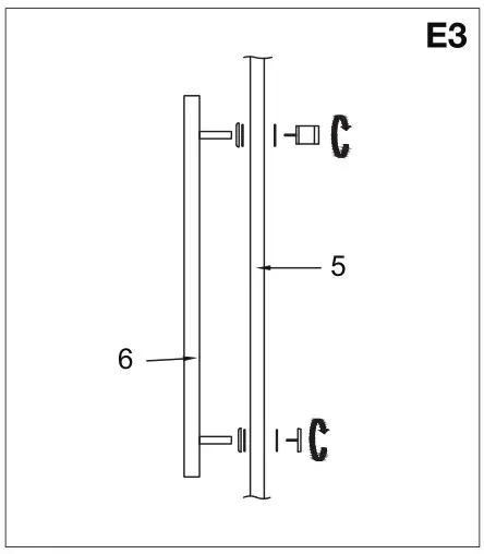 VIGO VG6043 Luca Adjustable Frameless Sliding Shower Door - Installing the handle - E3