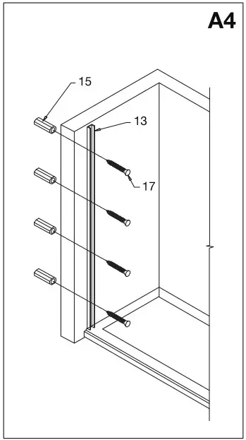 VIGO VG6043 Luca Adjustable Frameless Sliding Shower Door - Installing the structural rail - A4