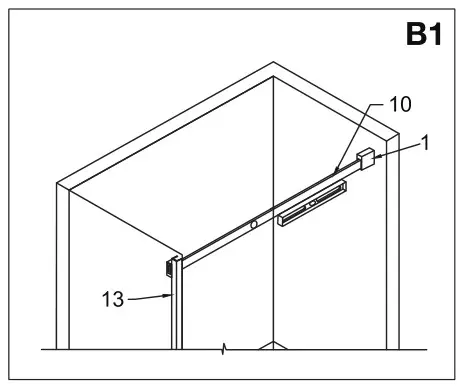VIGO VG6043 Luca Adjustable Frameless Sliding Shower Door - Installing the structural rail - B1