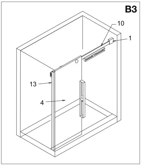 VIGO VG6043 Luca Adjustable Frameless Sliding Shower Door - Installing the structural rail - B3