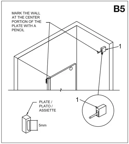 VIGO VG6043 Luca Adjustable Frameless Sliding Shower Door - Installing the structural rail - B5