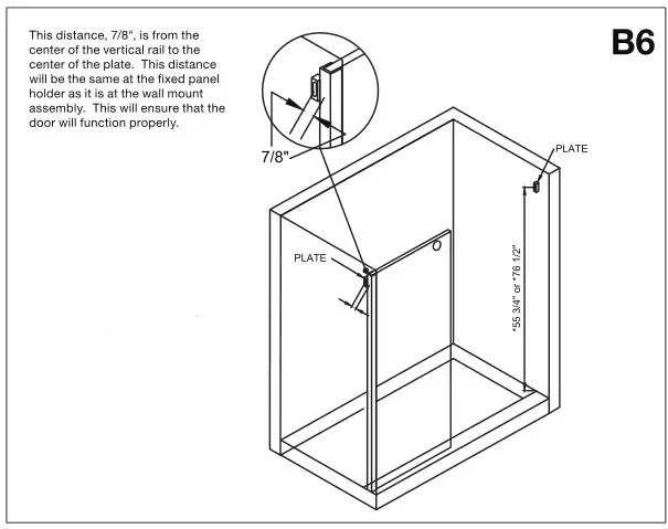 VIGO VG6043 Luca Adjustable Frameless Sliding Shower Door - Installing the structural rail - B6