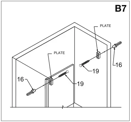 VIGO VG6043 Luca Adjustable Frameless Sliding Shower Door - Installing the structural rail - B7