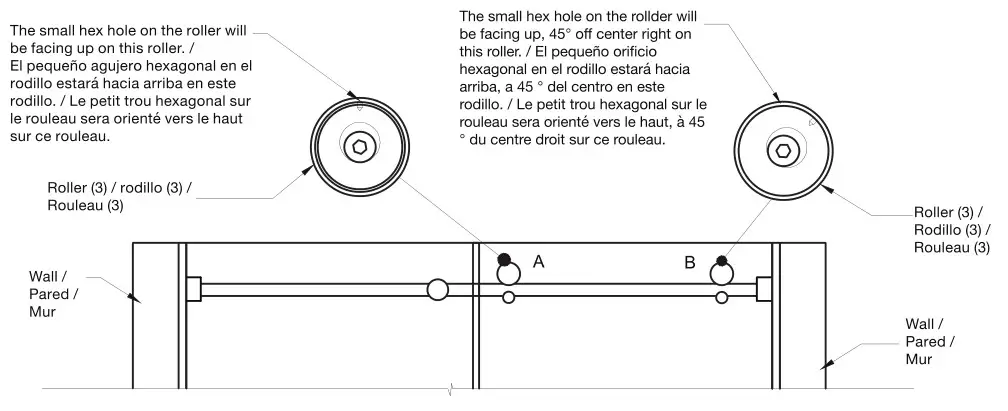 VIGO VG6043 Luca Adjustable Frameless Sliding Shower Door - Roller adjustments to accommodate out of sqare openings 1