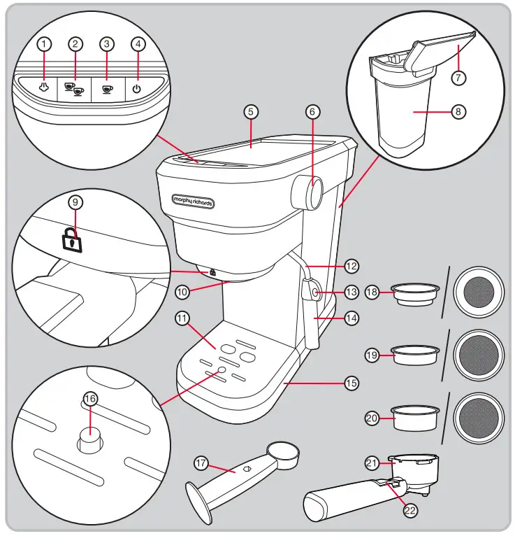 morphy richards 172020 Espresso Coffee Machine - Product Overview