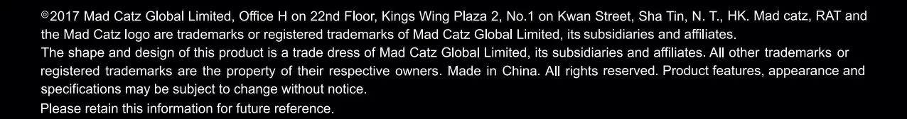 MADCATZ Chameleon RGB Mechanical Gaming Keyboard - STRIKE 13 - contact information