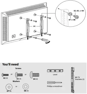 INSIGNIA NS HTVMFAB 19 39 Inch Fixed Position Wall Mount for TVs - mounting hardware