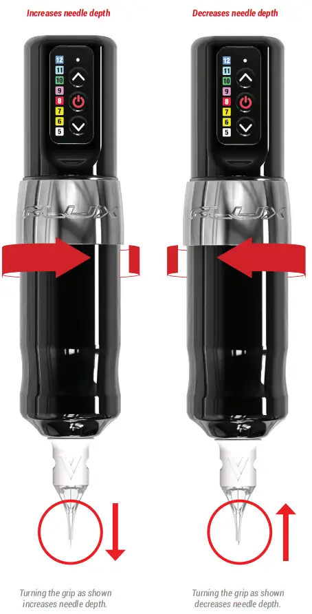 FK Irons B08D6S2GYB Spektra Flux Cartridge Machine - CADJUSTING NEEDLE DEPTH