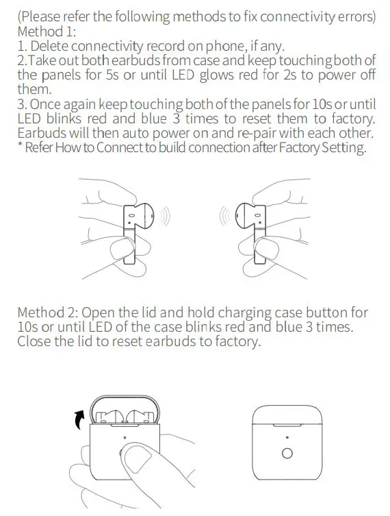 QCY-T8 TWS Smart Earbuds User Manual - Factory Setting