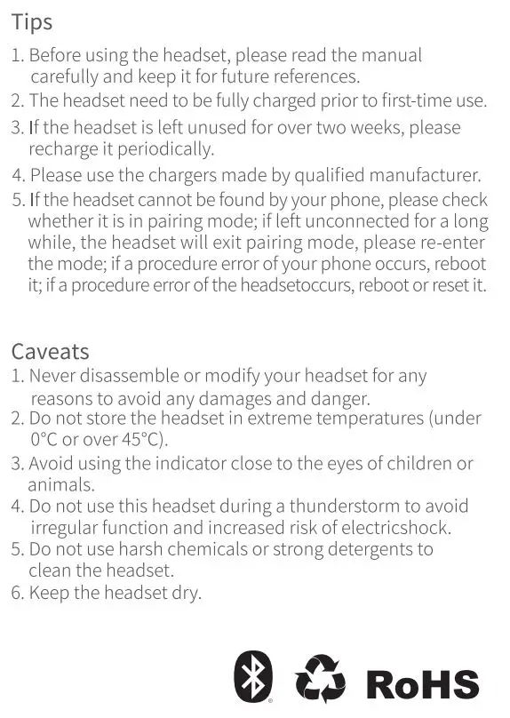 QCY-T8 TWS Smart Earbuds User Manual - Tips