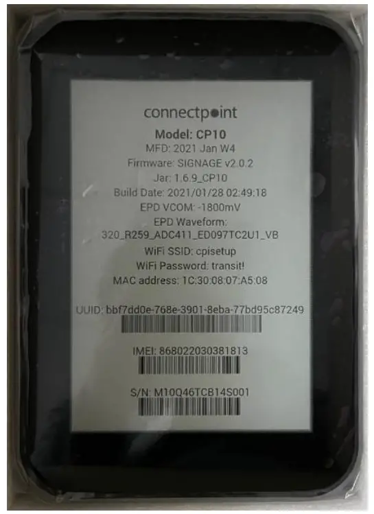 Connectpoint CP10 SPX Sandpiper Digital Display - Check Screen