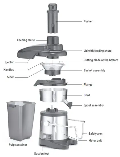HENDI 221105 Centrifugal Juice Extractor -Part list