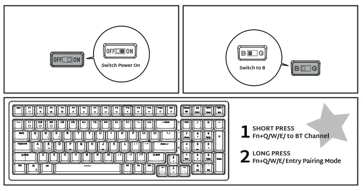ROYAL KLUDGE RK98 Mechanical Wireless Keyboard- BT Connection