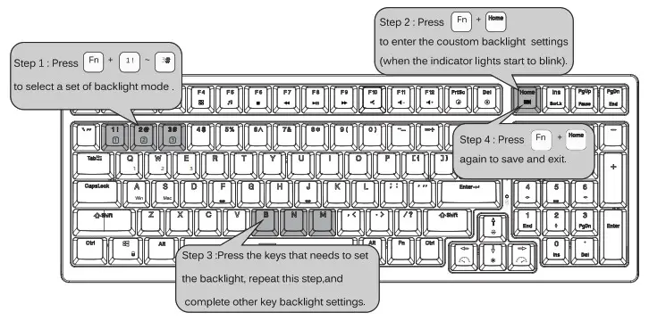 ROYAL KLUDGE RK98 Mechanical Wireless Keyboard- Coustom Backlight set