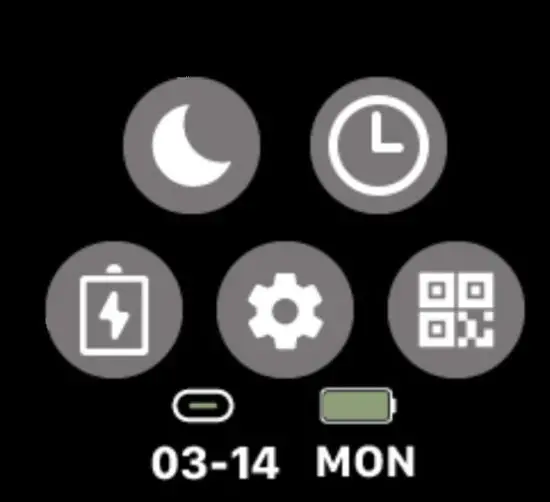 X-WATCH 54021 Qin XW PRO Ultra Slim Dark Steel Smartwatch - Quick menu