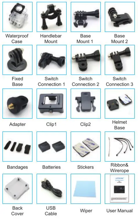 LETSCOM 4K Action Camera - Package Contents 1