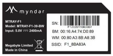 myndar MTRAY F1 39 BW Mobile RFID Smart Tray - Bluetooth (BT) Connection
