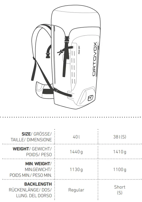ORTOVOX PEAK 40 Backpack Instruction Manual - 2ND ACCESS WITH IP X3 ZIPPER