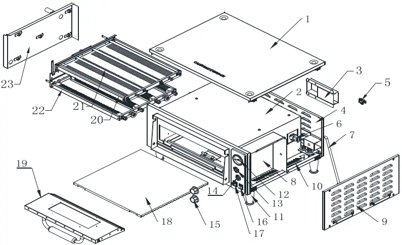 OMCAN PE CN 1800 S Electric Pizza Ovens - parts Breakdown