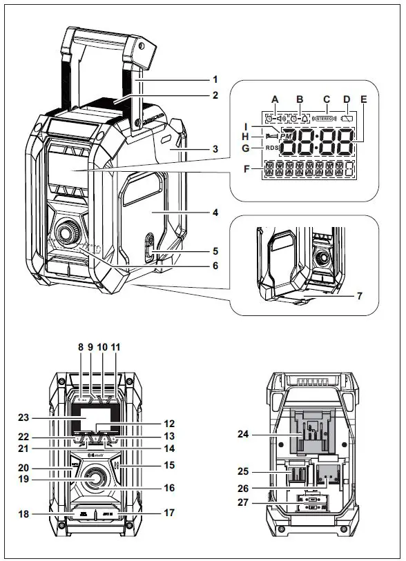 makita-MR006G-40V-MAX-XGT-Cordless-or-Electric-Jobsite-Radio-with-Bluetooth-fig-1