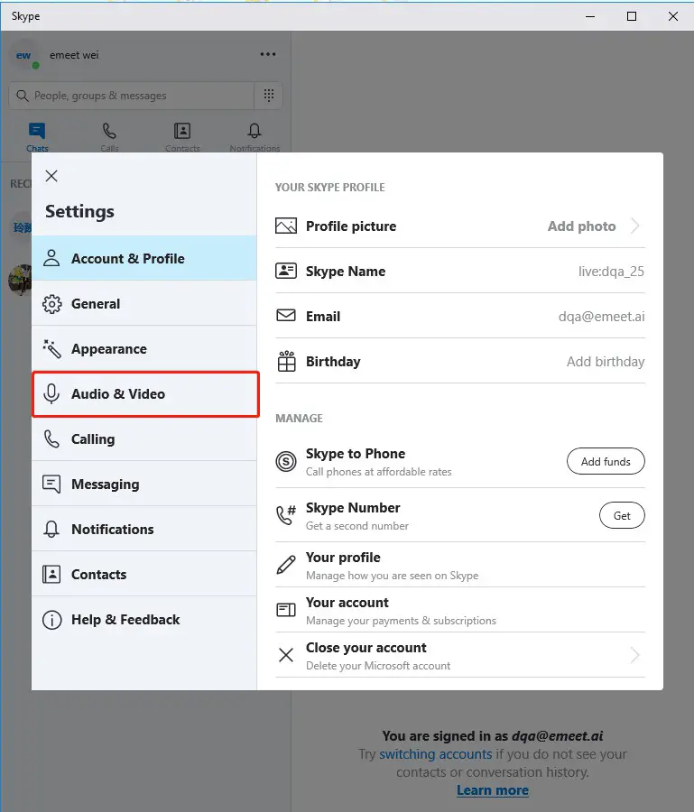 EMEET Call Settings Skype for business Audio Settings 9