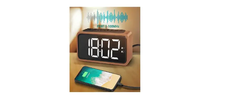 Netzu Alarm Clock Radio, Wooden Clock Radios For Bedrooms Complete Features