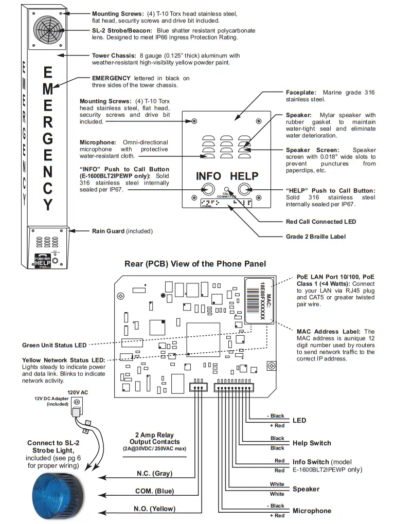 VIKING E 1600BLT2IPEWP VoIP Tower Phones - FIG