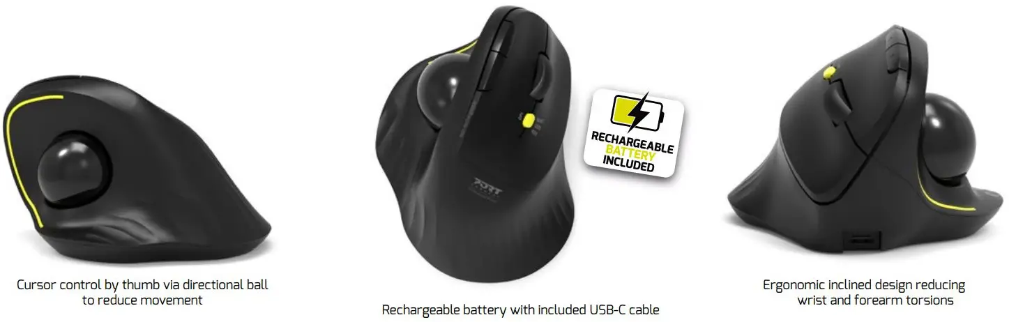 PORT CONNECT B09WQTZ9B4 Bluetooth Plus Wireless and Rechargeable Ergonomic Mouse Trackball User Manual - Bluetooth