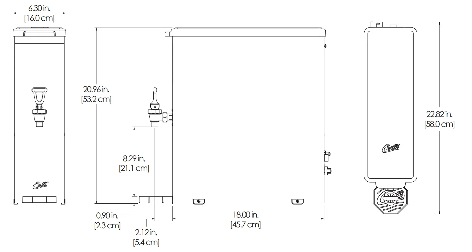 TCC2N Narrow Liquid Concentrate Iced Tea Dispensers Rough-in Drawings