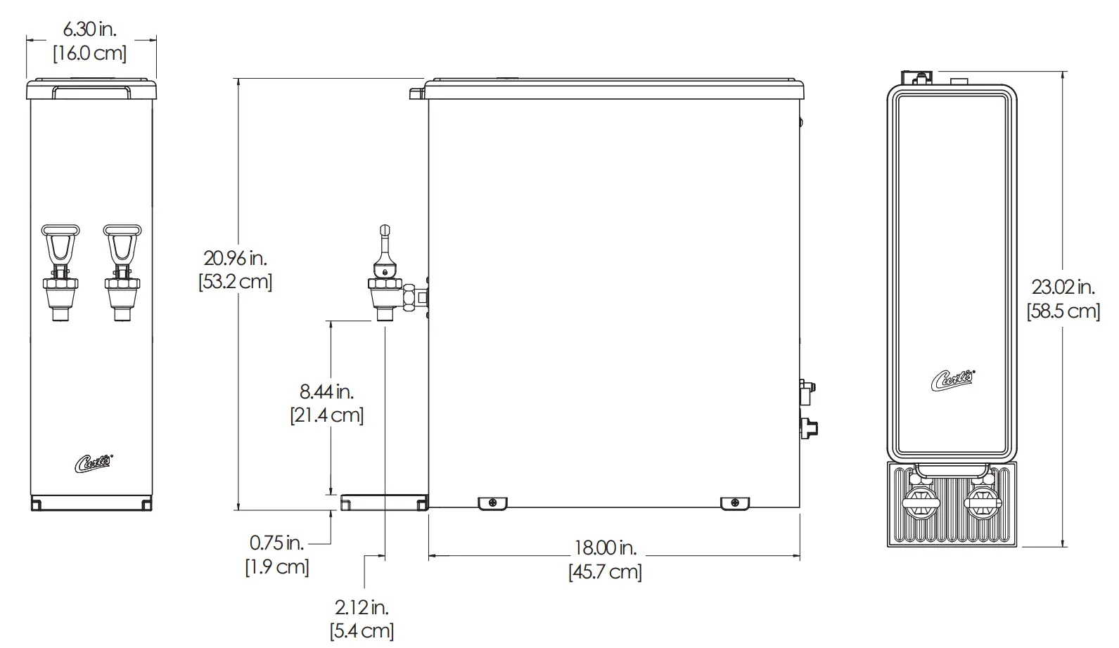 TCC2N Narrow Liquid Concentrate Iced Tea Dispensers Rough-in Drawings