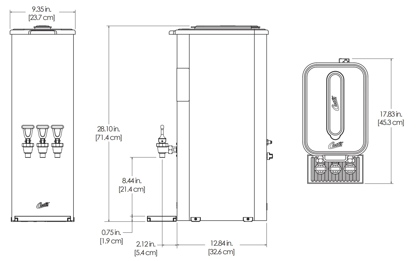 TCC2N Narrow Liquid Concentrate Iced Tea Dispensers Rough-in Drawings