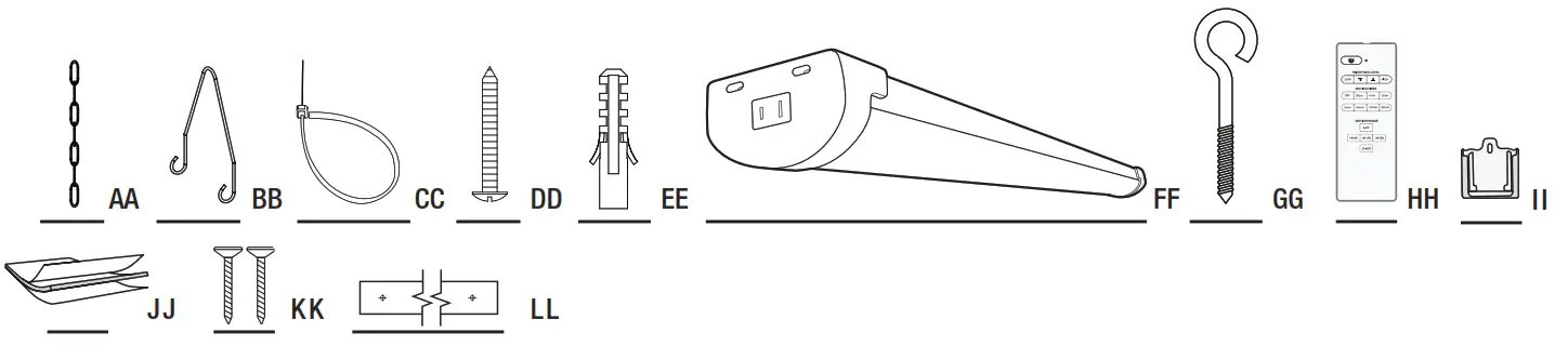 FEIT electric 4ft Shop Light With Motion and Remote - PACKAGE CONTENTS