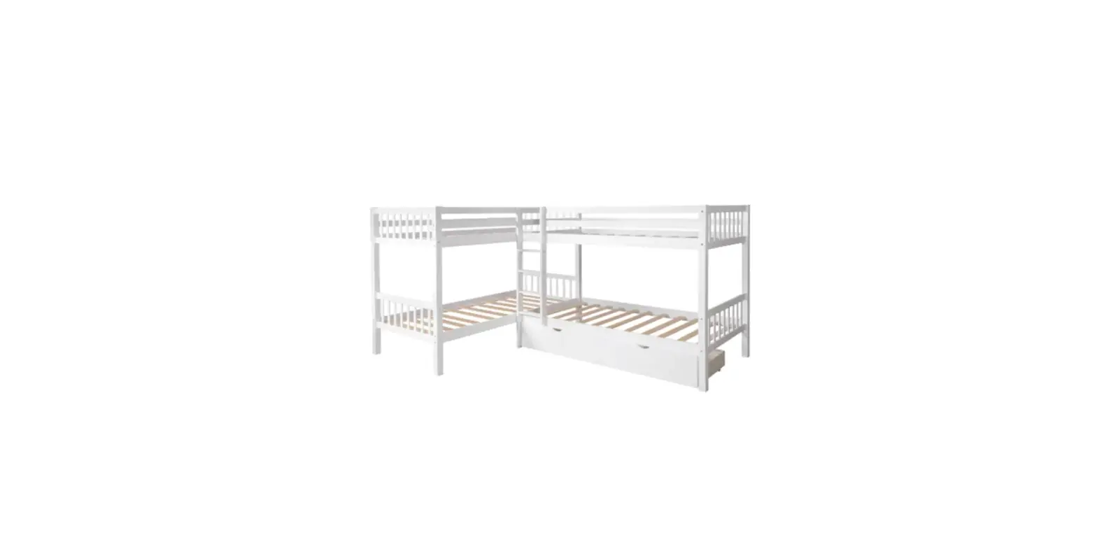Godeer Wf286791 White Twin L-shaped Bunk Bed Instruction Manual