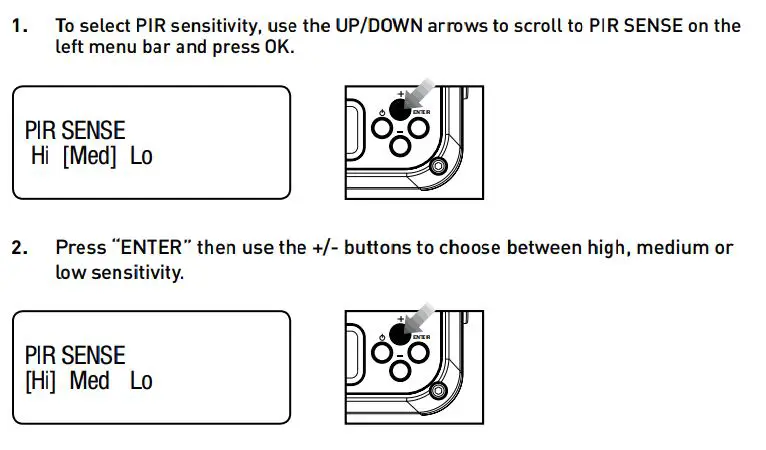 Wildgame INNOVATIONS SW26B37W18-21 Shadow Lightsout 26MP Camera User Manual - PIR Sensitivity