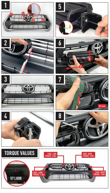 LAZER Toyota Hilux 2021 Plus Grille Integration Kit - Figure 1