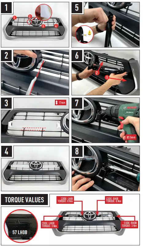 LAZER Toyota Hilux 2021 Plus Grille Integration Kit - Figure 2