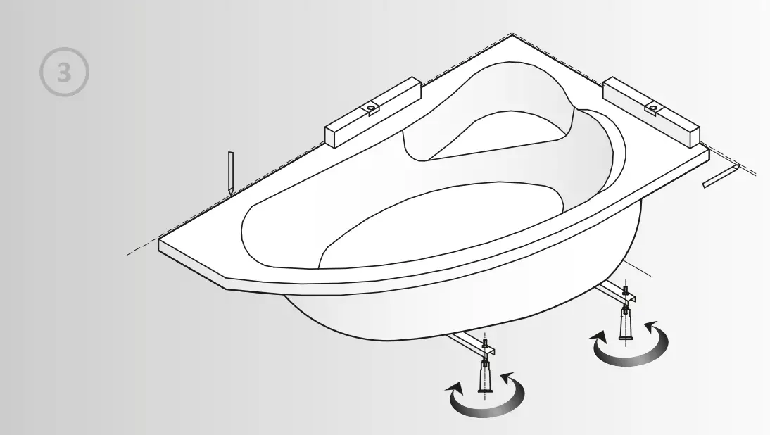 Kaliope 153x100 L Two Asymmetrical Bathtubs Installation Instruction illustration