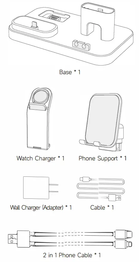 Shenzhen Shi Mingerda Wangluo Youxiangongsi Q8 ZIYEVR B 4 In 1 Charging Station - part list