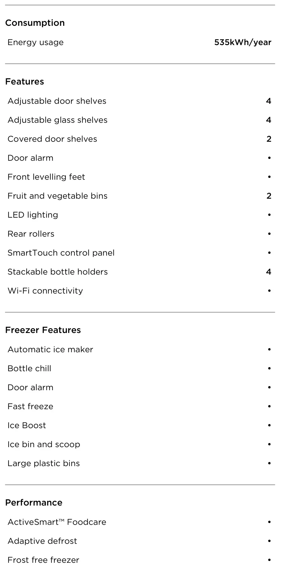 FISHER PAYKEL RF170WDRJX5 Freestanding Refrigerator Freezer 32 Inch 17.1 cu ft, Ice - SPECIFICATIONS 2