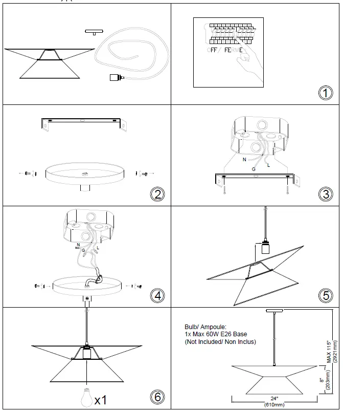 Dainolite PAT-241P Patricia White Transitional Cone Pendant Light 1