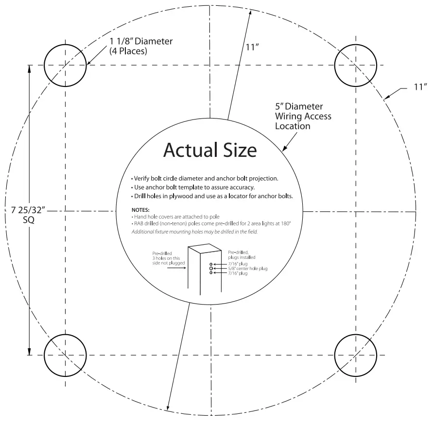 73662-RAB 5 Inch Square Anchor Bolt Template