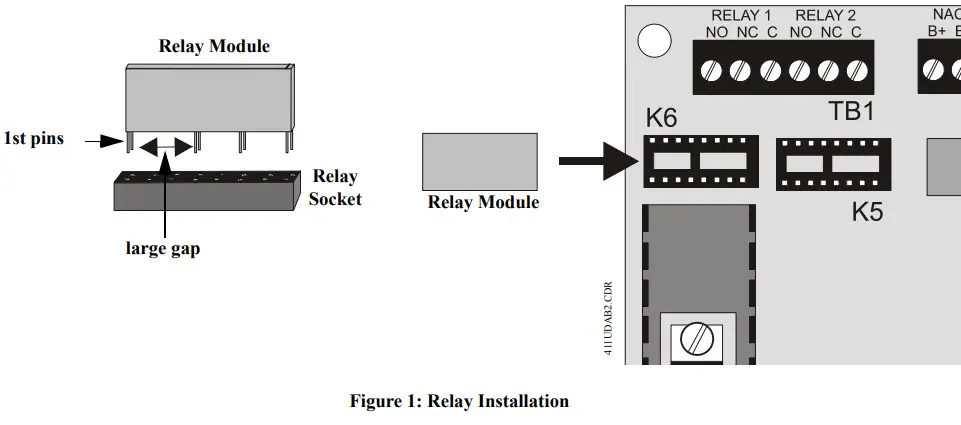 NOTIFIER 411UDAC Fire Alarm Communicator Relay Module - Relay Installation