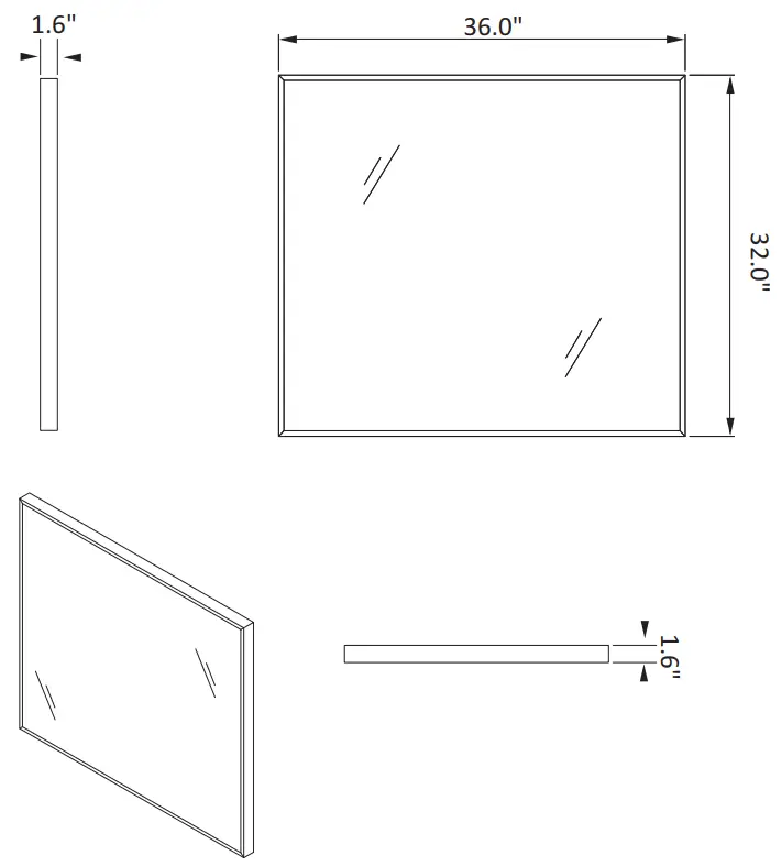 IOWVOE 36 Inch Wall Mounted Bathroom Mirror - Fig 1