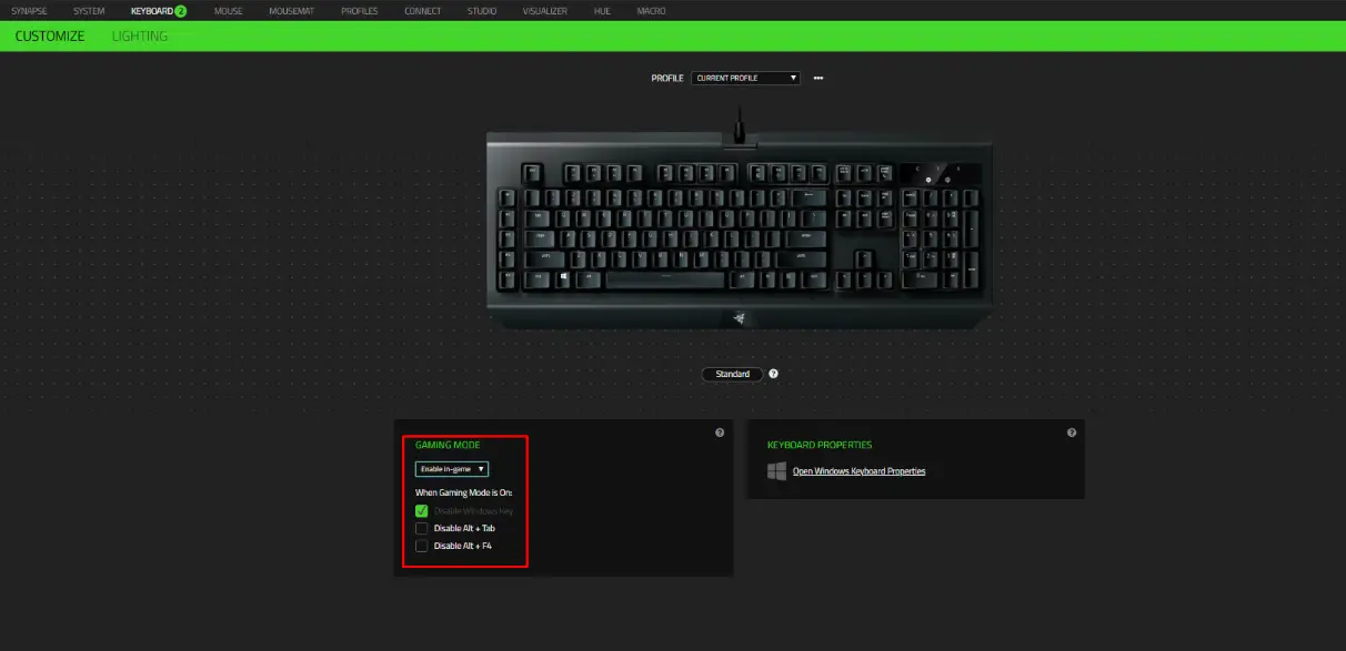 How to enable gaming mode