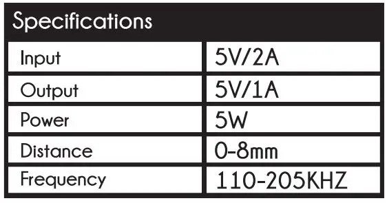MENTAL BEATS 24270 Wireless Charging Stand User Manual - Technical specifications