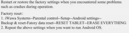 okulaku KIDS03-Pro03 7 Inch Kids Tablet User Manual - Factory Reset