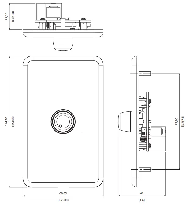 LAB GRUPPEN CRC VUL WH Wall Mount Volume Control in Single Gang Format - Dimensions
